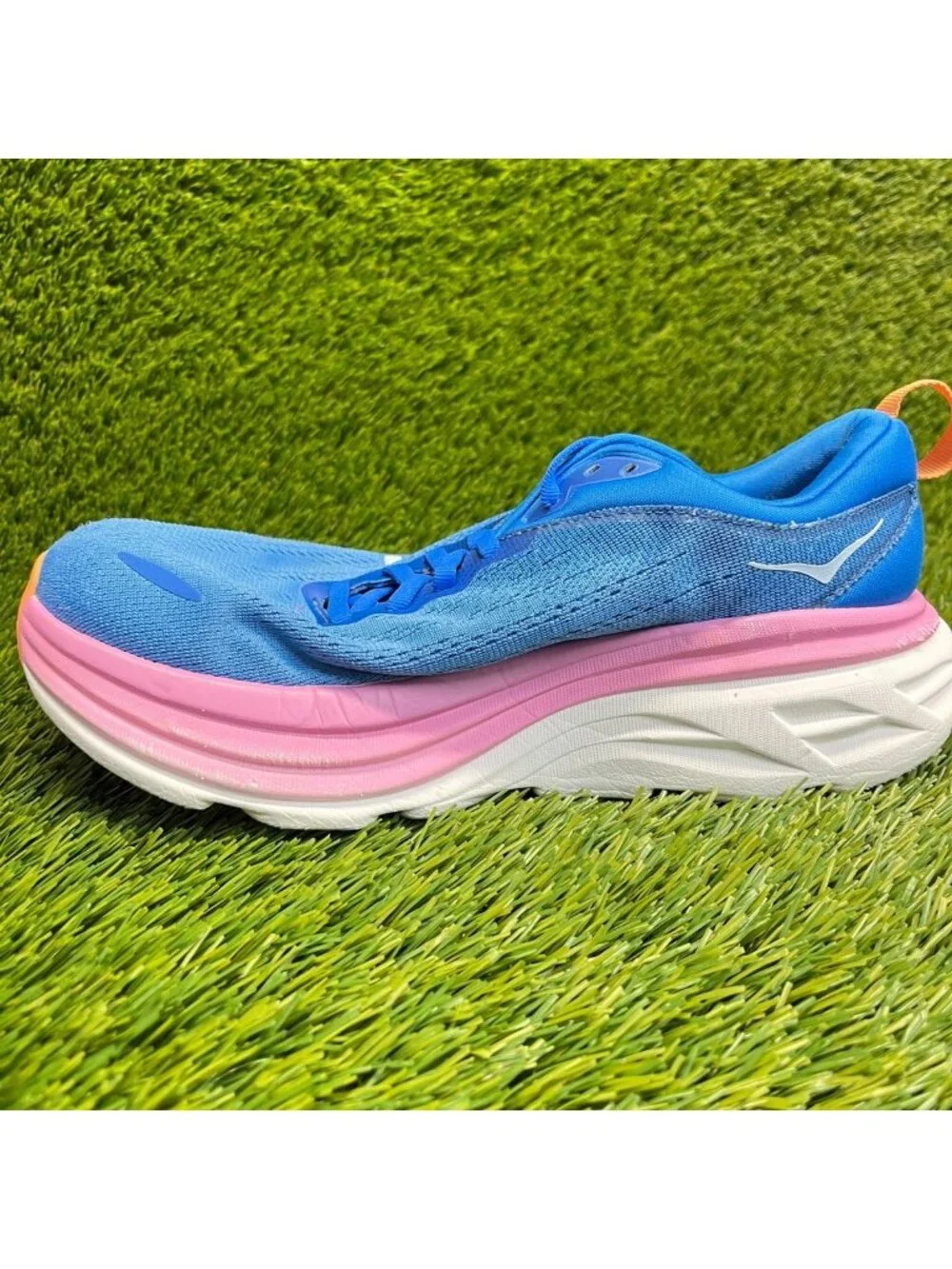 Hoka One One Bondi 8 Womens Size 7D Blue Pink Athletic Running Shoes Sneakers